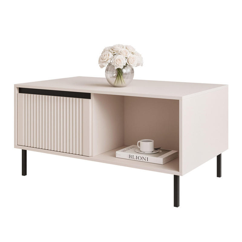 COUCHTISCH LIRA 100/60/50 cm Rechteckig, Beige - Beige/Schwarz, Holzwerkstoff/Metall (60/100/50cm) - Idohome