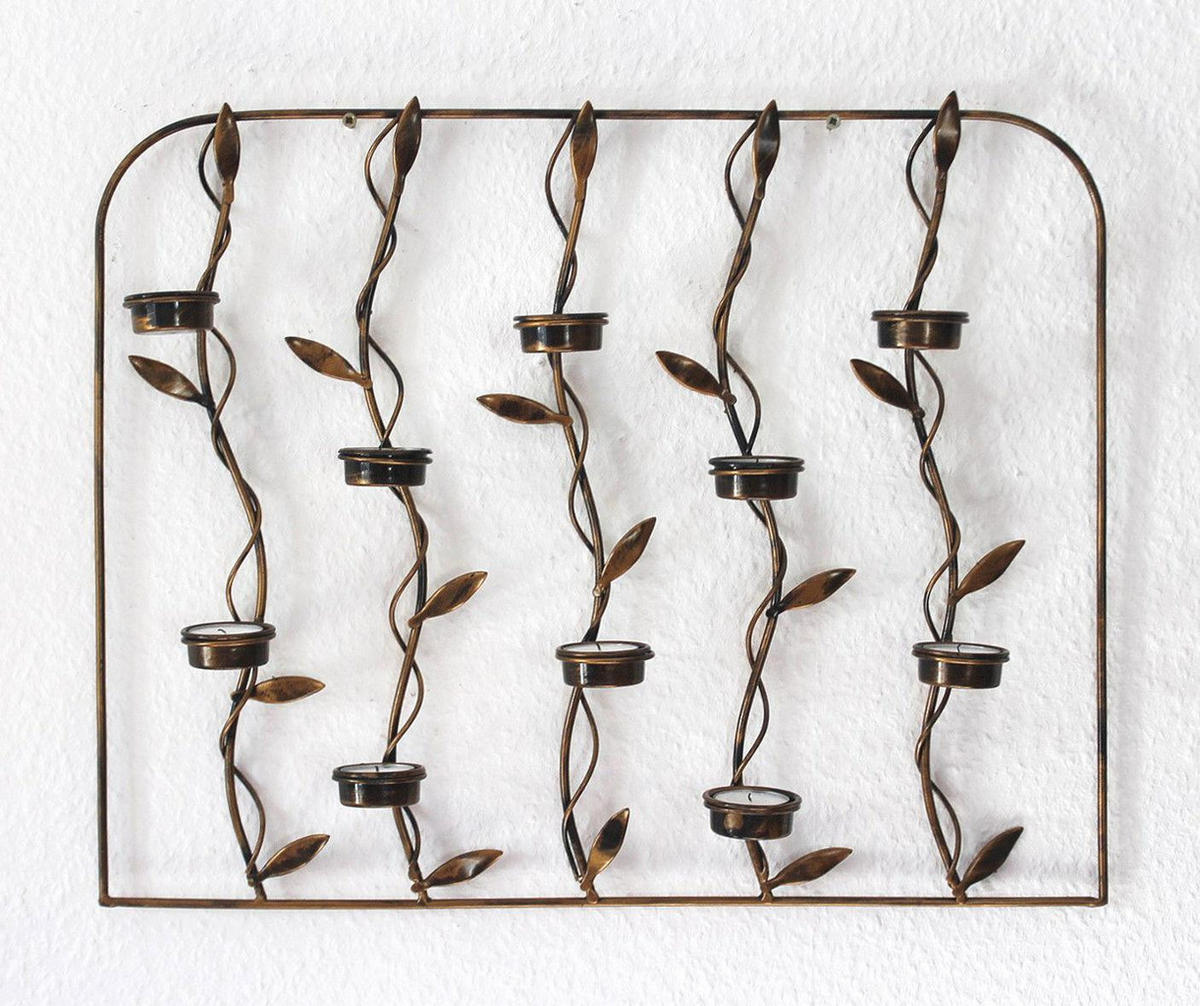 TEELICHTHALTER Wand 10-flammig Metall 53/8/42 cm - Braun, Metall (42cm) - DanDiBo