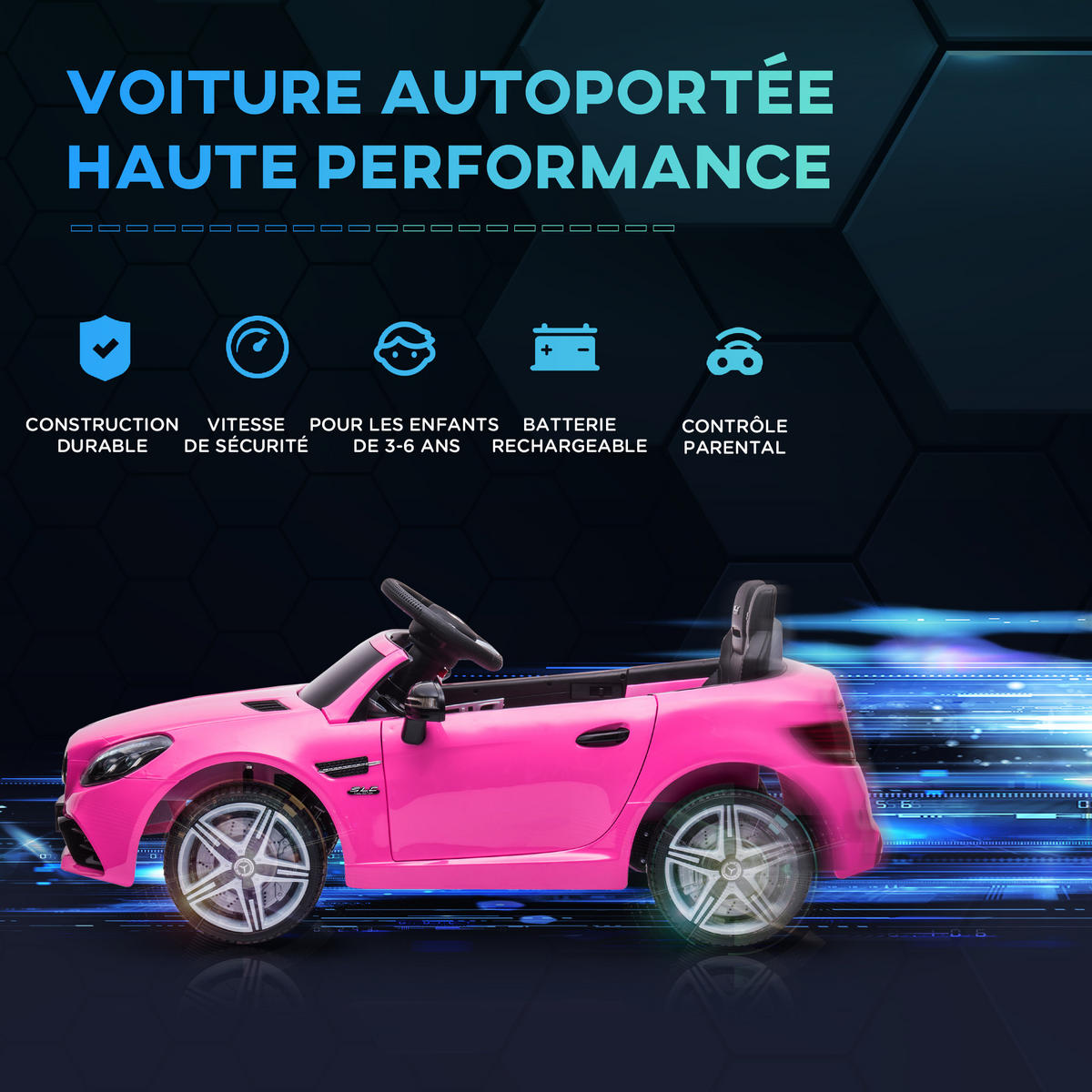 ELEKTRO-KINDERAUTO DE-13053 2,4G Fernbedienung Rosa - Pink, Kunststoff (107/62.5/44cm) - ComfortXL