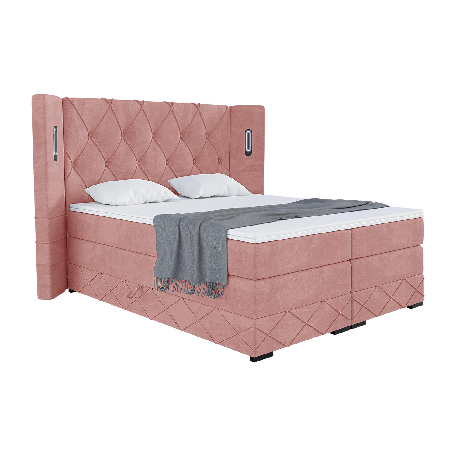 BOXSPRINGBETT Manuel - Schwarz/Rosa, Holzwerkstoff/Textil (120/200cm) - Meblini