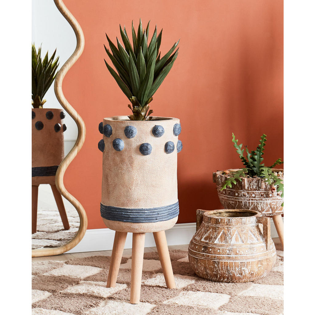 Thumbnail - Beliani Blumentopf, Beige, Hellbraun, Blau, Stein, 65 cm, Dekoration, Blumen & Zubehör, Übertöpfe