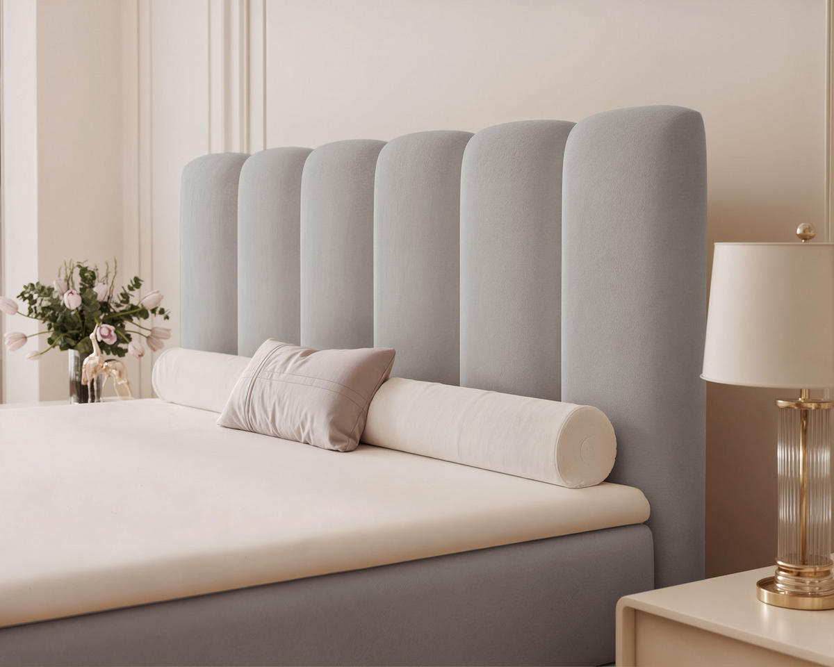 BOXBETT FERRERO 160/200 cm, in Grau, mit Matratze - Grau, Textil (160/200cm) - Idohome
