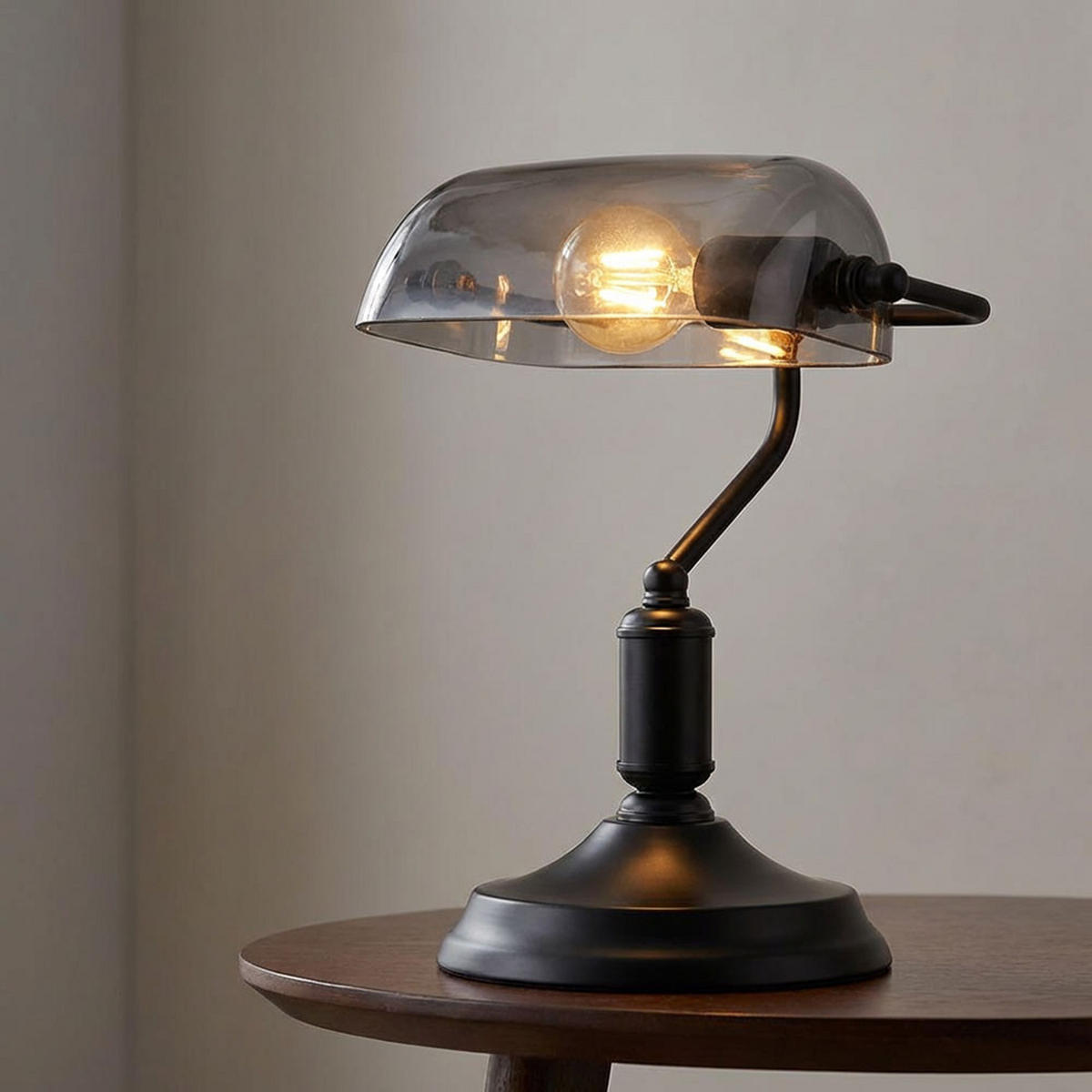 LED TISCHLEUCHTE Antique Schwarz Glas Rauch - Schwarz, Glas (25/18/32cm) - Globo Lighting