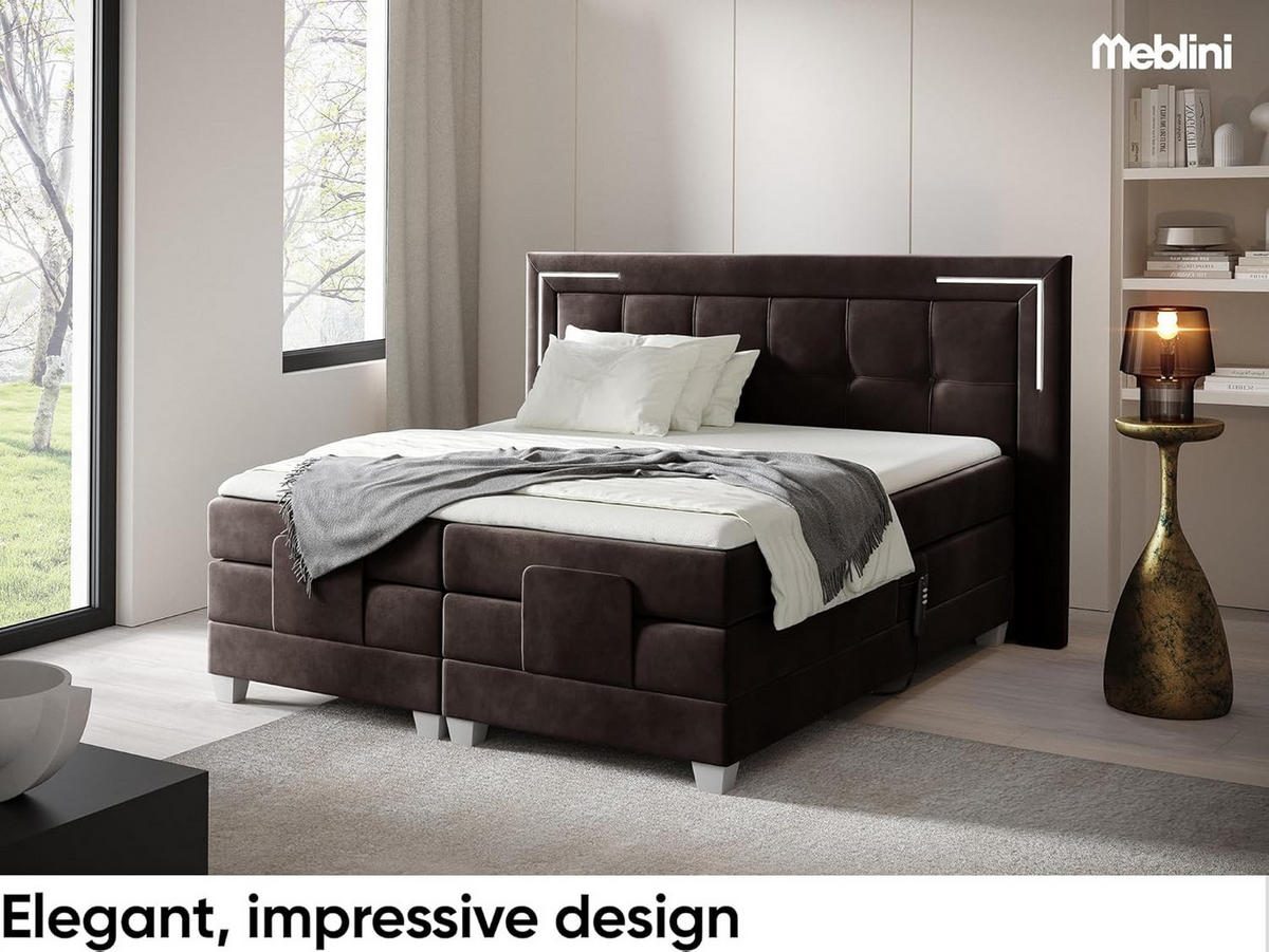 BOXSPRINGBETT TARENTE - Dunkelbraun, Holzwerkstoff (140/200cm) - Meblini