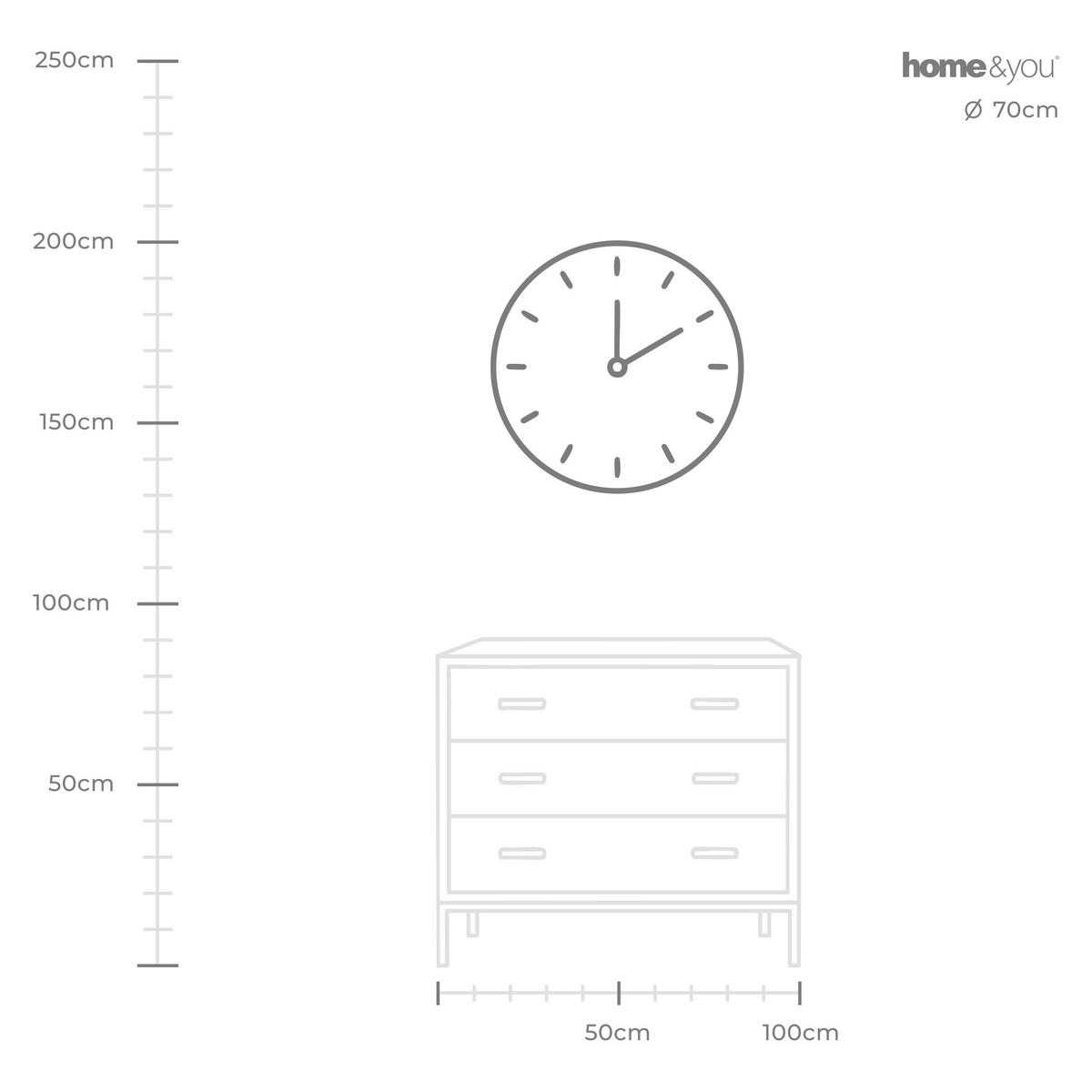 WANDUHR Industriano 70x70cm, Schwarz - Schwarz, Metall (70/4.5/70cm) - home&you