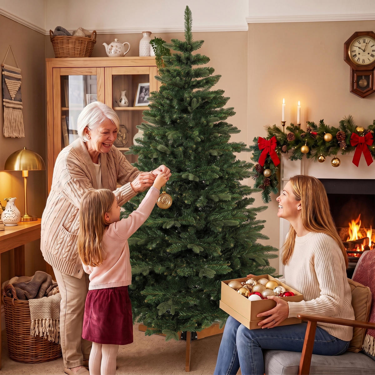 WEIHNACHTSBÄUME Grün 115.0/115.0/180.0cm - Grün, Kunststoff (180cm)