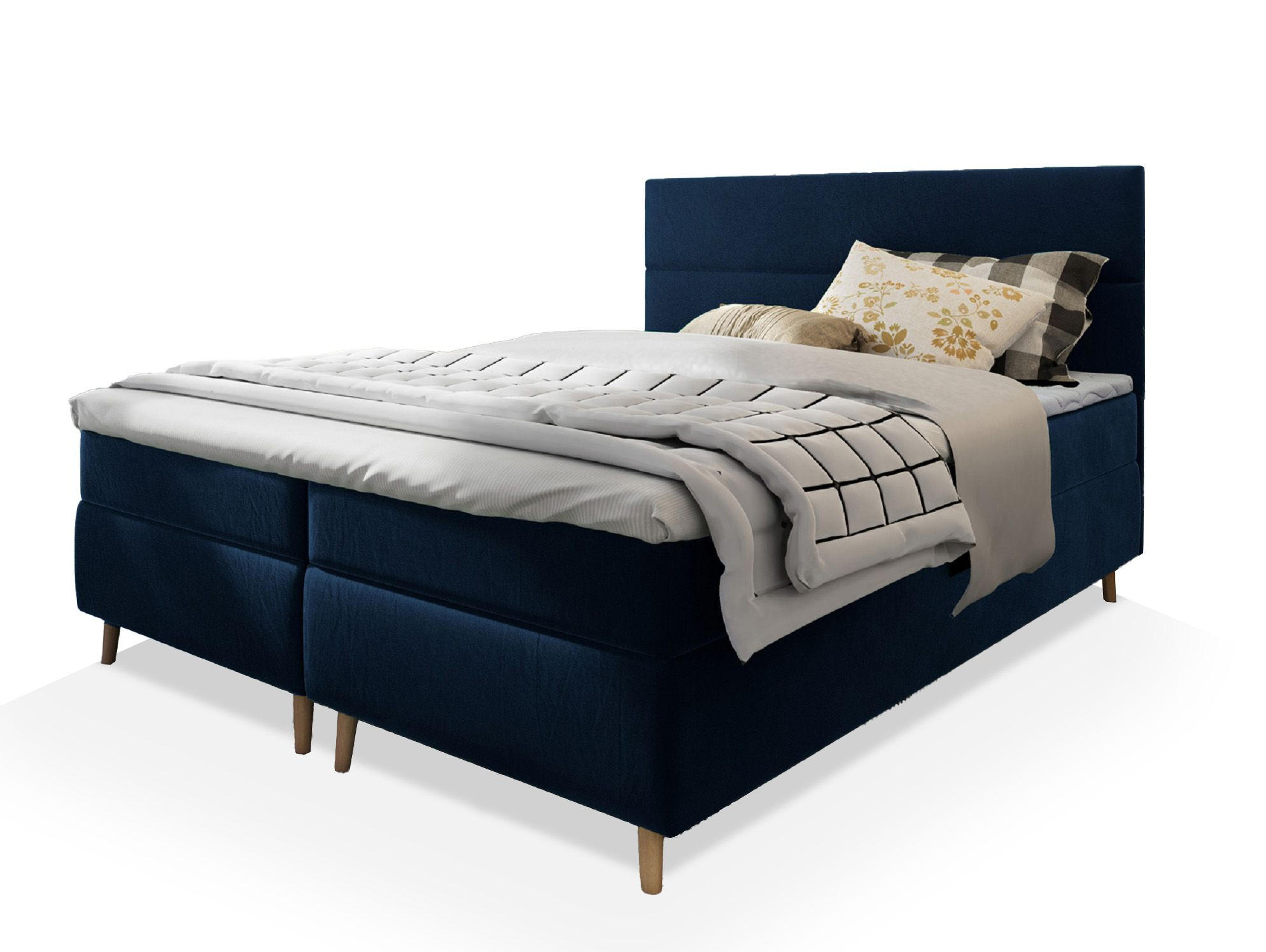 BOXBETT SANTA 140x200 cm mit Matratze und Topper - Blau - Blau, Holz (140/200cm) - MASSENO