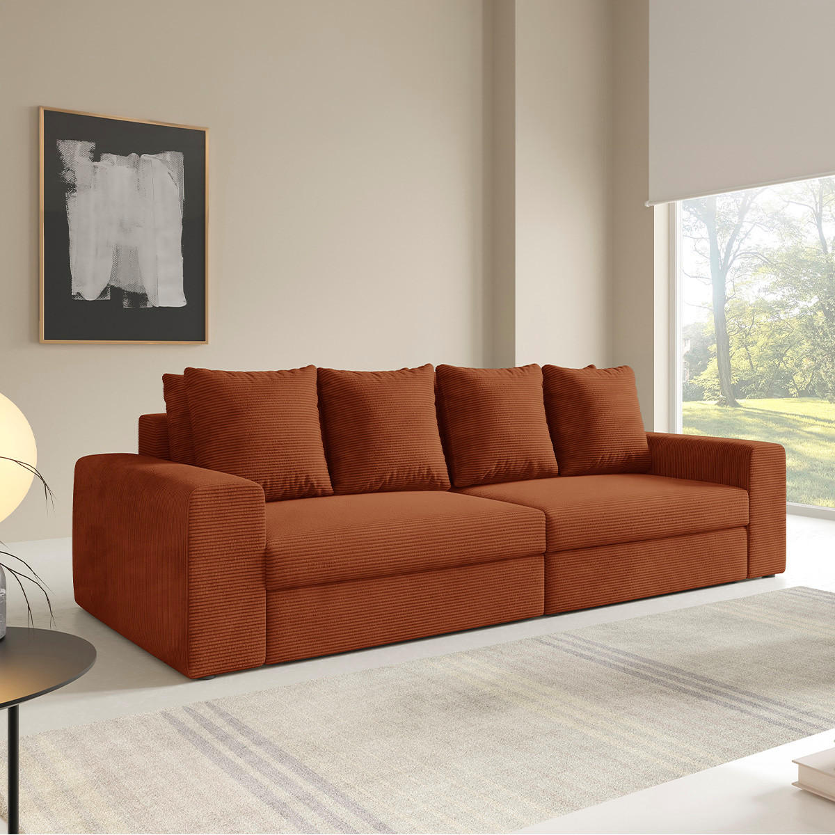 SOFA Paola 3 Sitzplätze Ziegelrot - Rot, Holz (272/86/120cm) - Petits-meubles