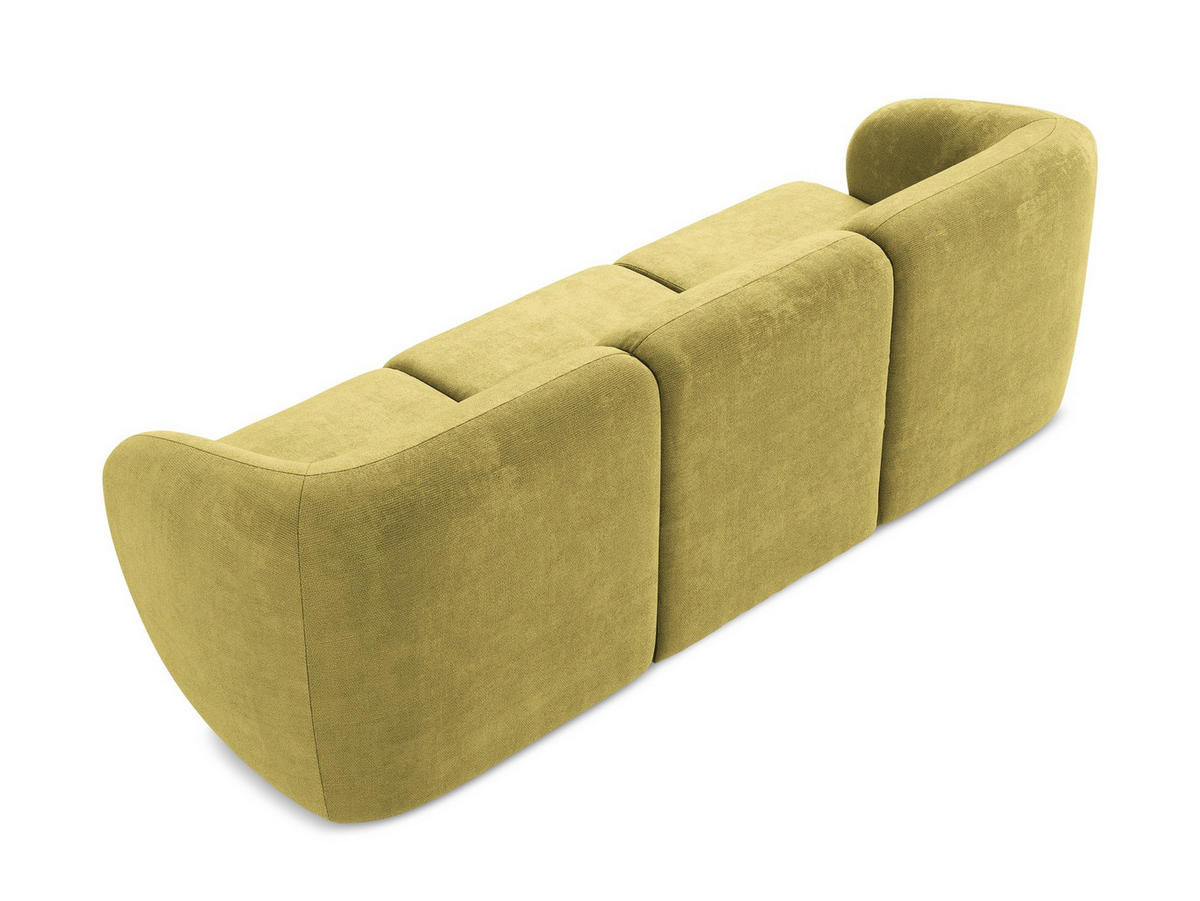 3-SITZER SOFA Chenille Stoff Grün - Limette/Schwarz, Holzwerkstoff/Kunststoff (244/75/94cm) - Makamii