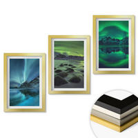 WANDBILDER 3er Set - 20x30 cm Goldrahmen - Winterlandschaft der Aurora borealis - Goldfarben, Kunststoff (20/30cm) - ArtPrintCave
