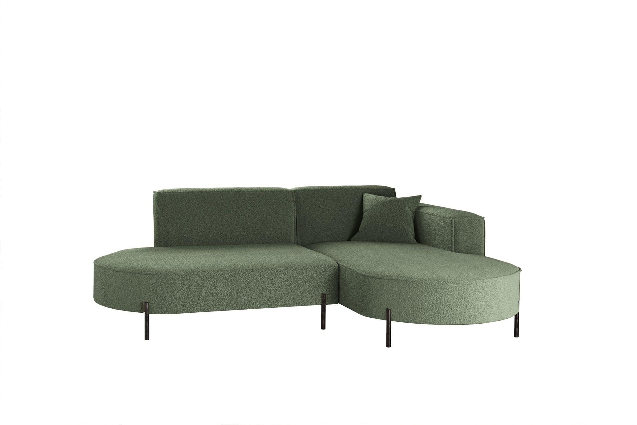 ECKSOFA Valencia Xs - Grün, Holzwerkstoff/Textil (236/165cm) - Fun Möbel
