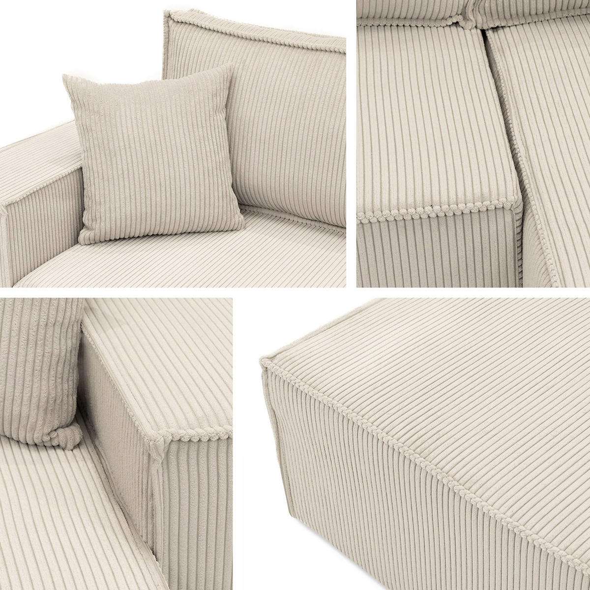 ECKSOFA Karl Cord Maxi - Blau/Schwarz, Holz/Kunststoff (272/145cm) - MIRJAN24
