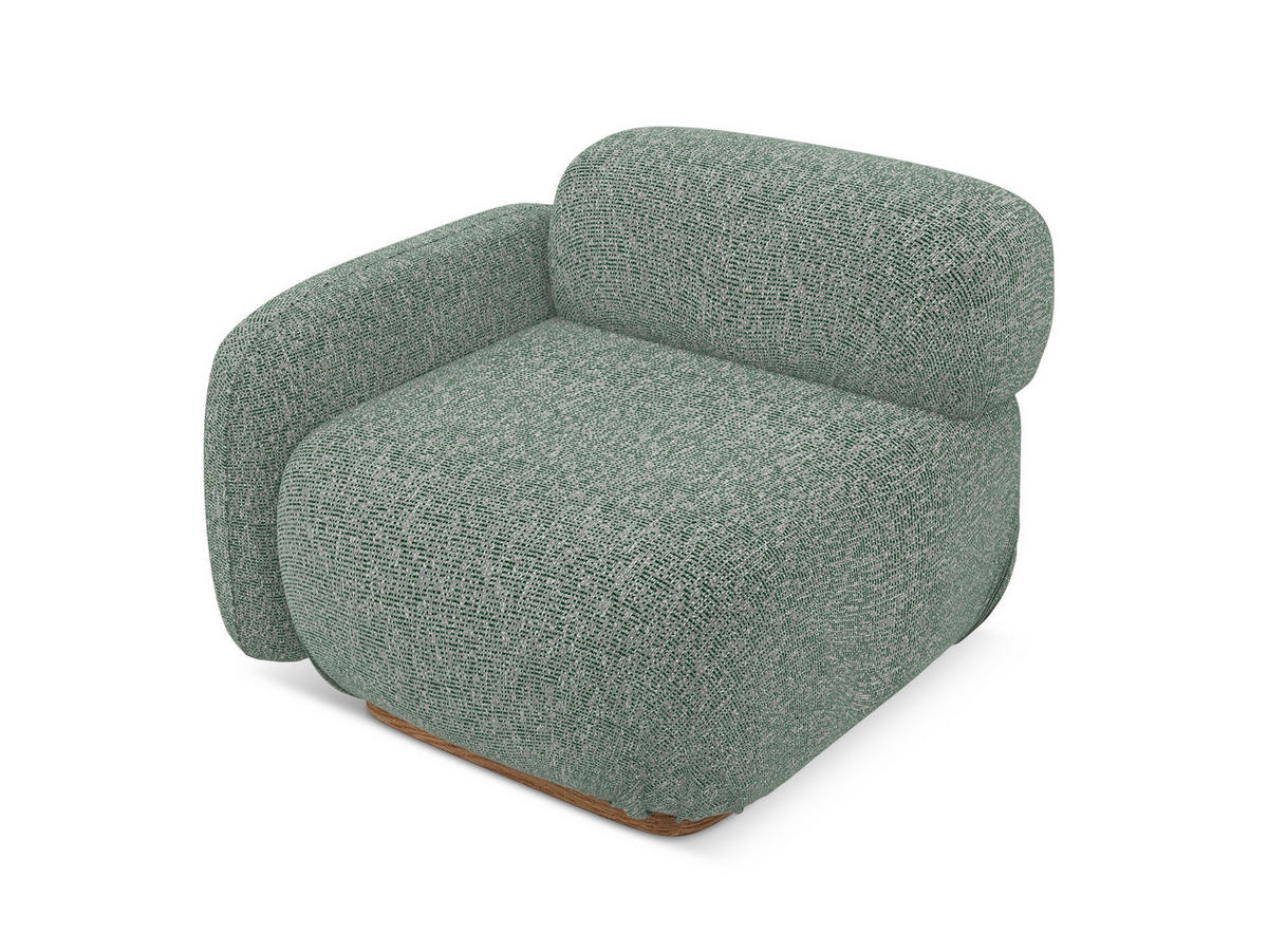 SOFAELEMENT Links Strukturstoff Stoff Grün - Braun/Hellgrün, Holz/Textil (95/73/95cm) - Makamii