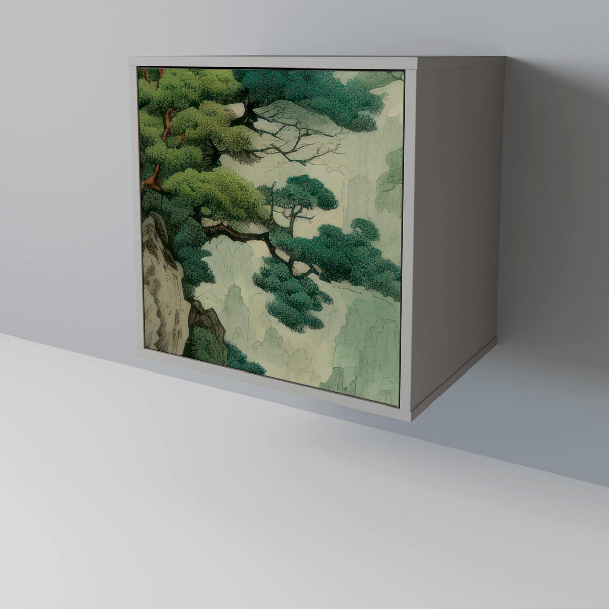 SIDEBOARD VERDURE ABYSS, Grau, 57,5x42x67,5 cm, Schwarze Metall-Rahmenfüße - Multicolor/Schwarz, Holzwerkstoff/Metall (57.5/67.5/42cm) - SpaceRebels