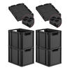 EUROBOX 4x NextGen Color mit Auflagedeckel 32x30x40 cm 30 Liter Schwarz Griffe schwarz offen - Anthrazit/Schwarz, Kunststoff (30/32/40cm) - PROREGAL