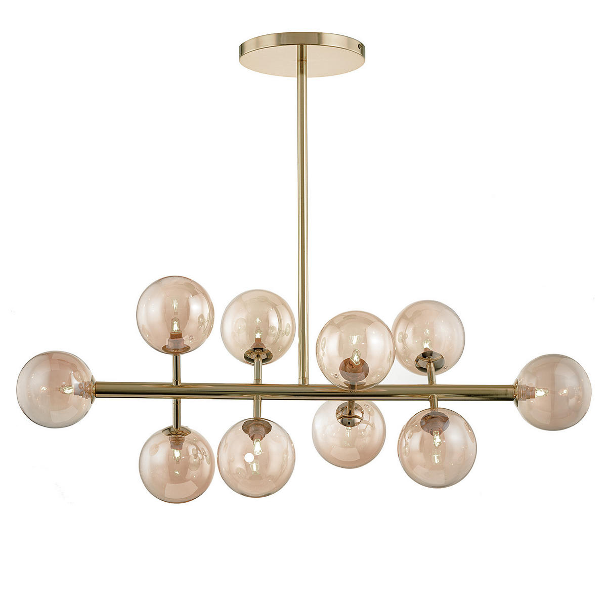 DECKENLEUCHTE - Metall, 10-flammig - Goldfarben, Glas (36/88/70cm) - home24