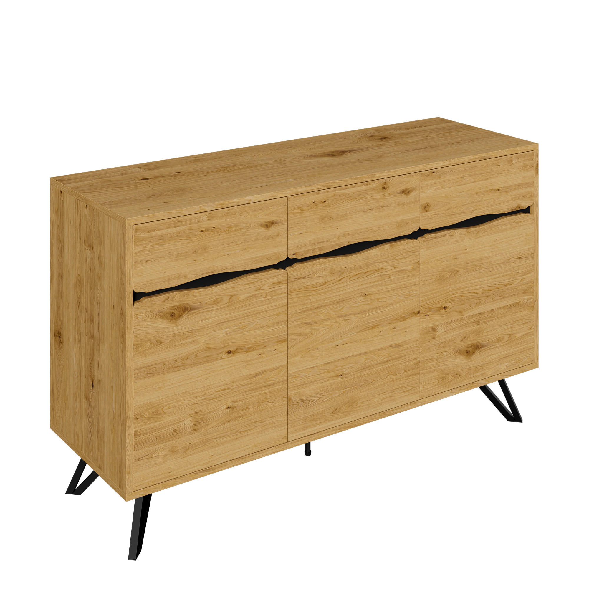 SIDEBOARD Eiche Nachbildung mit 4 Türen und Stabilem Gestell - Eichefarben, Holzwerkstoff/Metall (140/75.5/40cm) - Urban Meuble