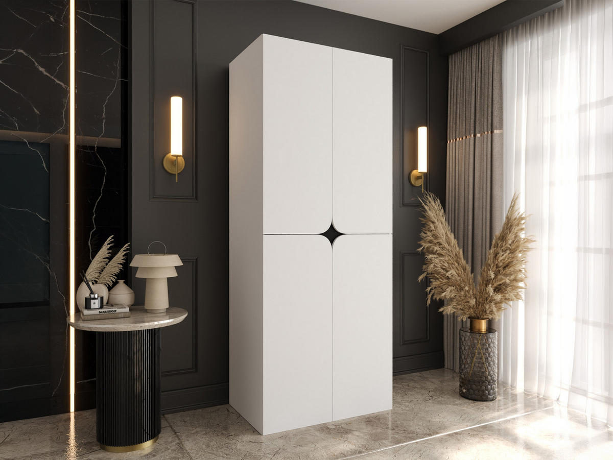 DREHTÜRENSCHRANK Espresso 90 cm - Schwarz/Weiß, Holzwerkstoff/Kunststoff (90/203/50cm) - MIRJAN24