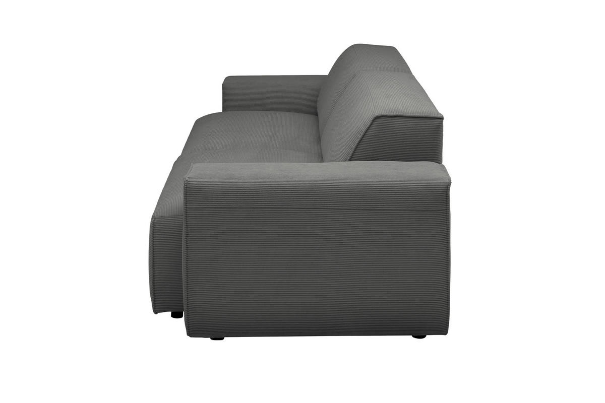 SOFA RANI Anthrazit Cord - Anthrazit/Schwarz, Kunststoff/Textil (256/71/101cm) - KAWOLA