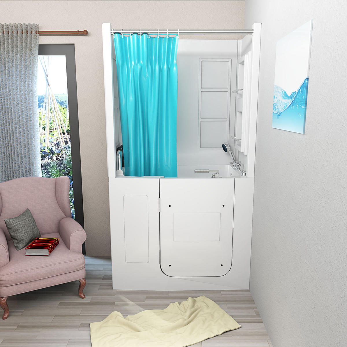 SENIOREN Dusche Sitzwanne Tür Seniorenwanne S08D-C-L - Weiß, Glas/Kunststoff (110/68/205cm) - AcquaVapore by Sandra Jentho