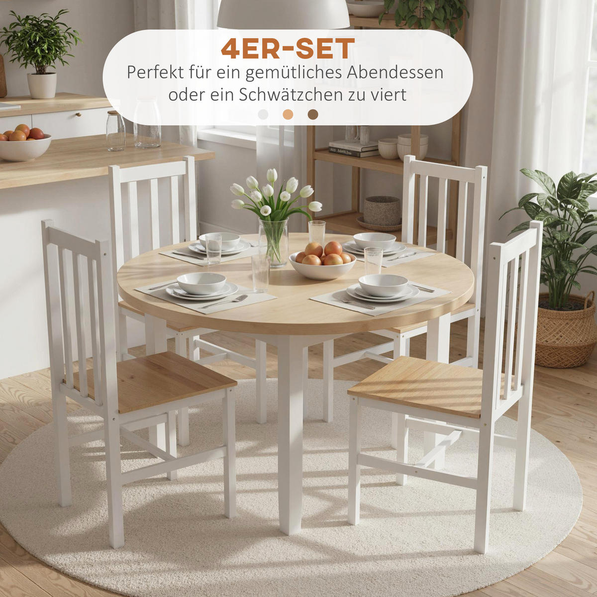 ESSZIMMERSTÜHLE 4er-Set Naturfarben 47.5/38.5/99.0 cm - Naturfarben, Holz (38.5/99/47.5cm)
