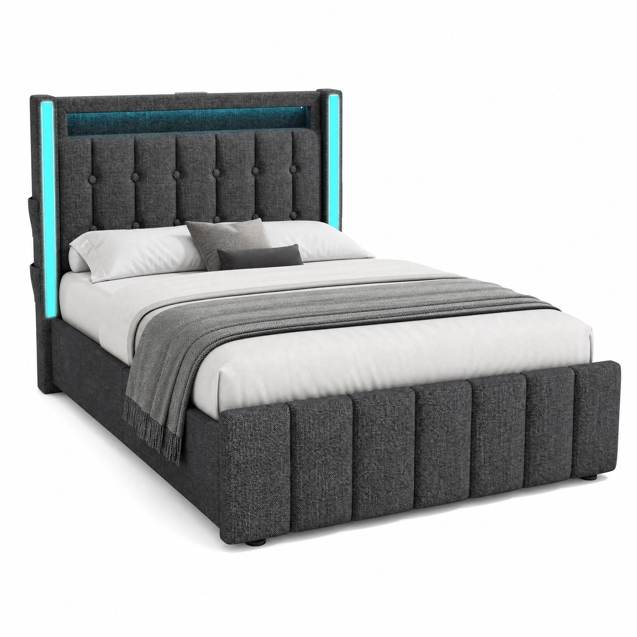 Meubliv Polsterbett Grau 90x200 cm
