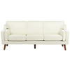 3-SITZER-SOFA cremeweiß Lokka - Hellbraun/Weiß, Textil (204/85/83cm) - Beliani