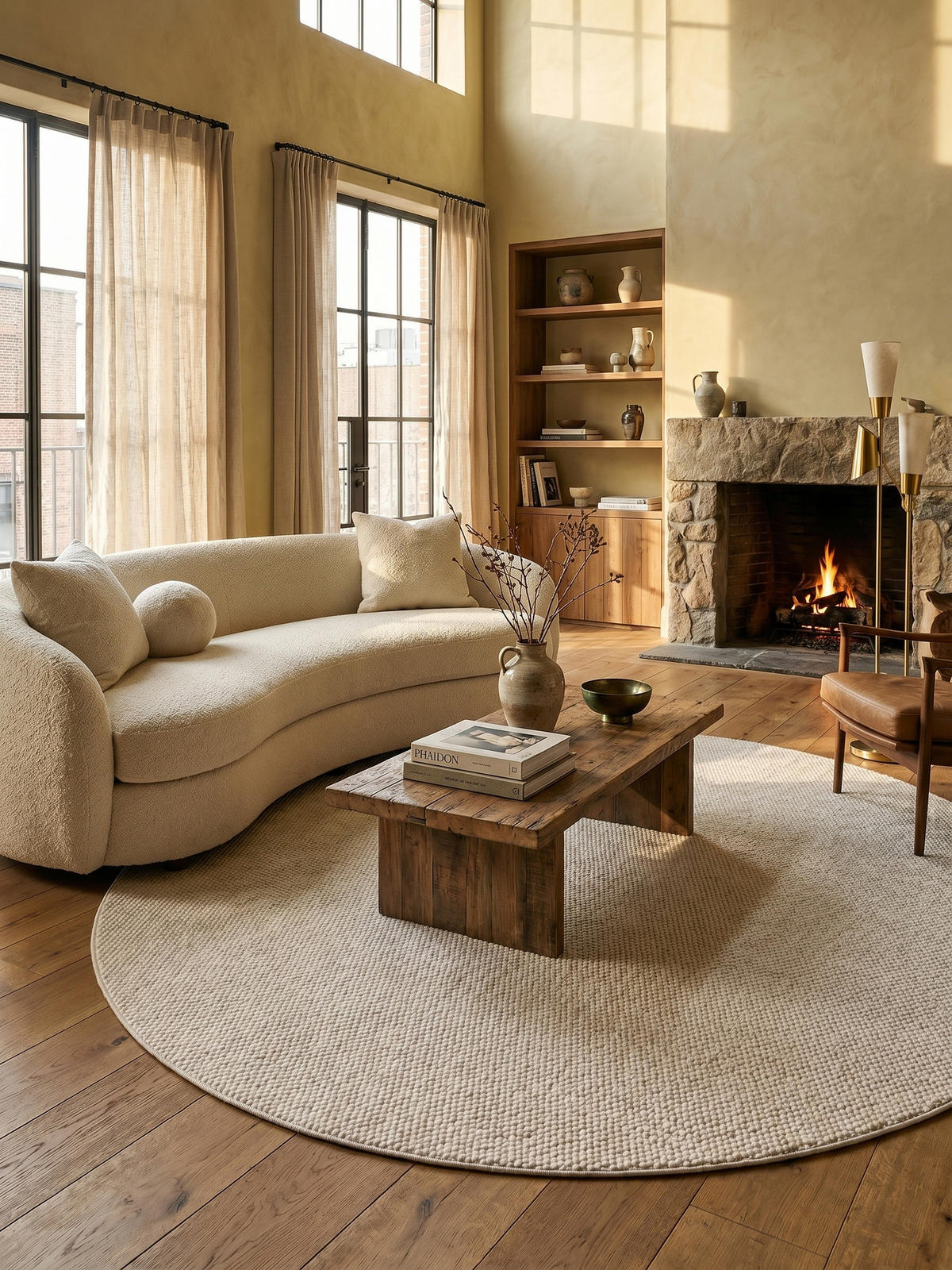 TEPPICH Flachgewebe LANGAU in Creme, meliert, Ø 120 cm - Beige, Textil (120/120cm) - KADIMA DESIGN