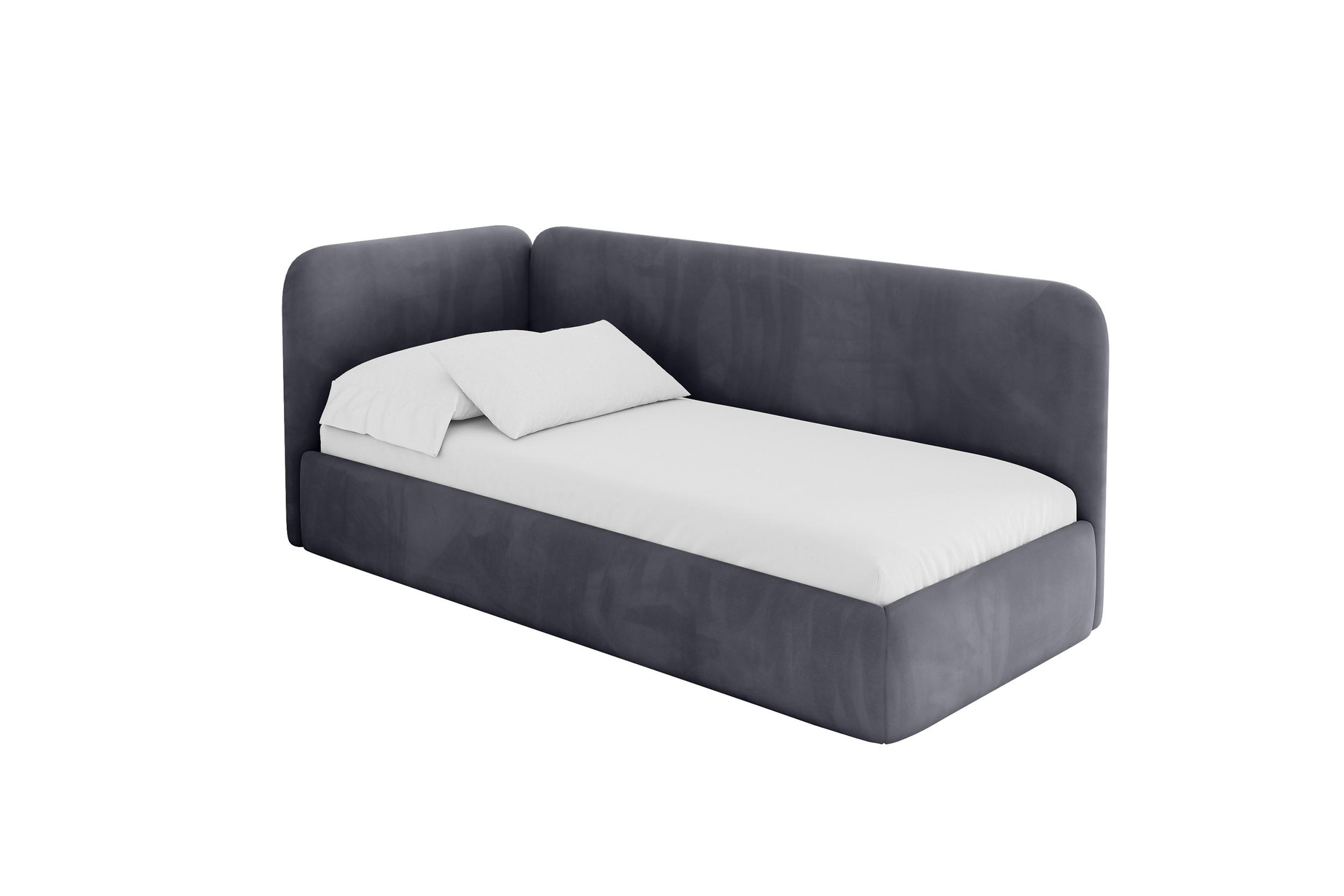 ALTDECOR JEDNOLŮŽKOVÁ POSTEL pro mládež s úložným prostorem a matrací H3/H4, vpravo - ELSY 90x200 tmavě šedá