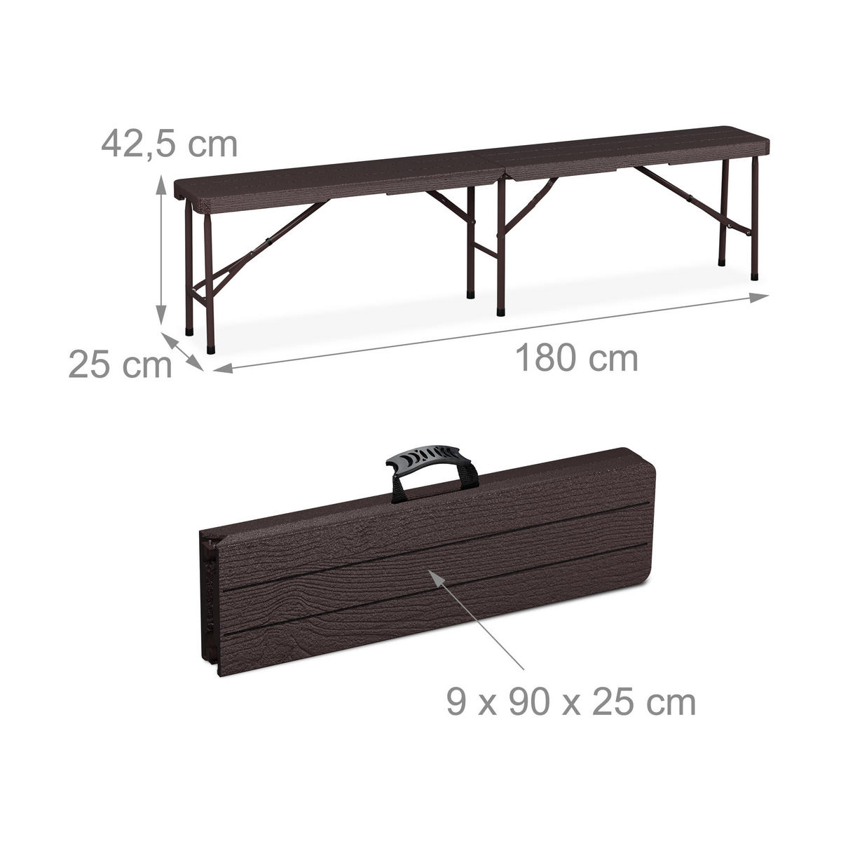 3-TLG.BIERZELTGARNITUR - Braun, Kunststoff/Metall - Relaxdays