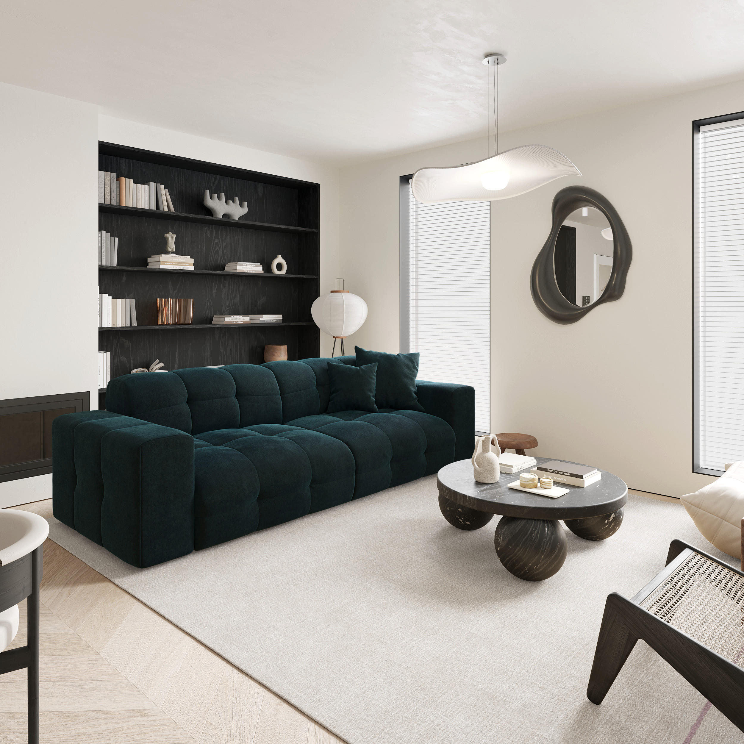 SOFA 4-SITZER Samt pfauenblau 230 cm - Blau/Hellblau, Textil (230/45/32cm) - Sia Home