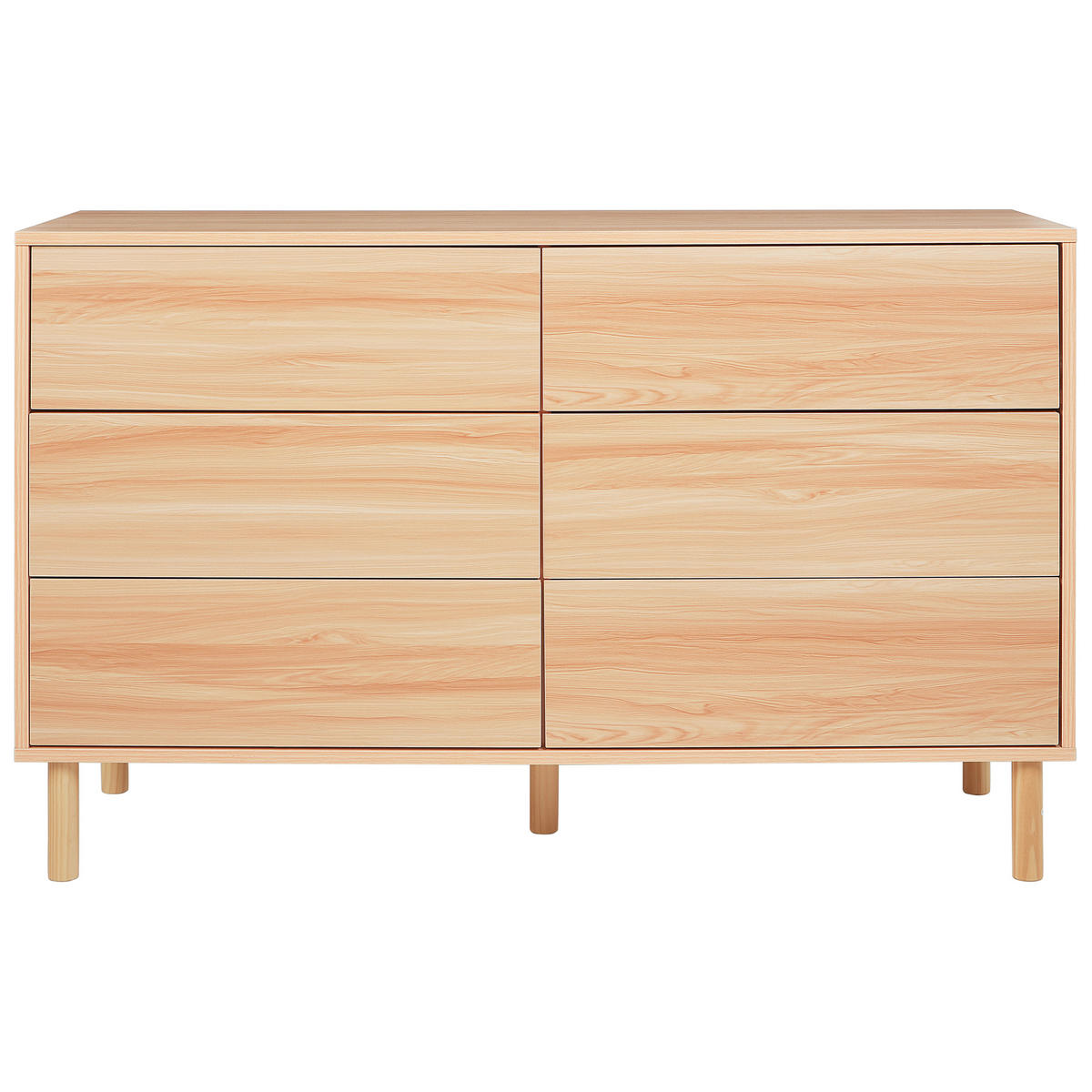 KOMODA s 6 zásuvkami Světle hnědá Sharpe - hnědá, kompozitní dřevo (120/74/40cm) - Beliani
