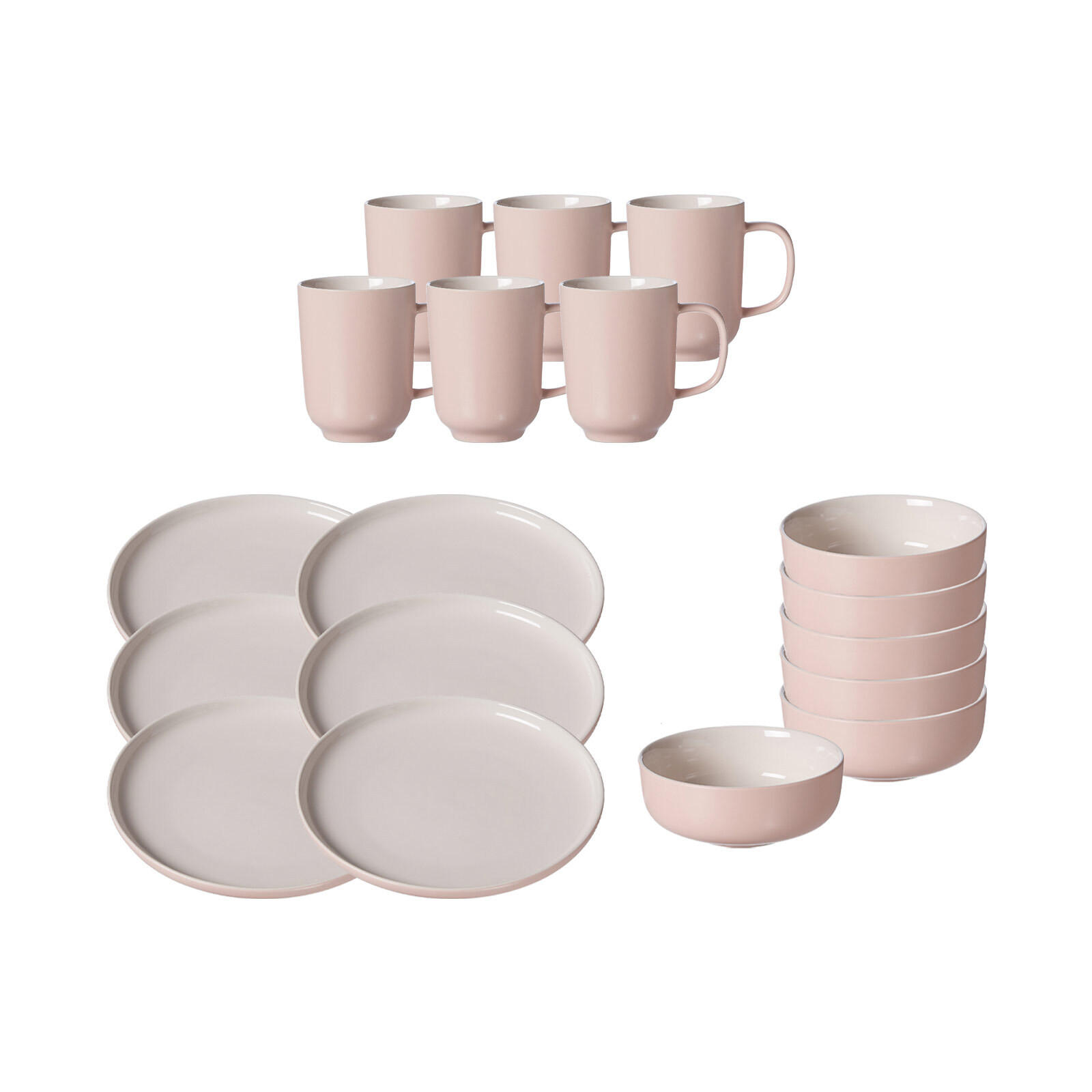 FRÜHSTÜCKSSERVICE Jasper rosa 18er Set - Robinienfarben, Keramik (1/1/1cm) - Ritzenhoff Breker