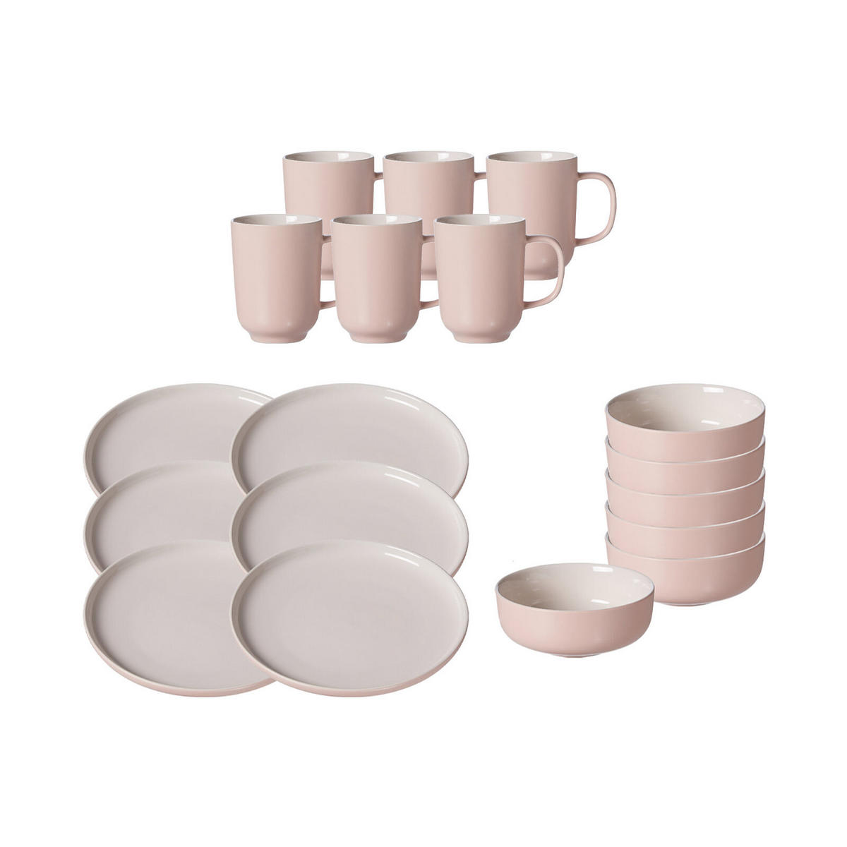 FRÜHSTÜCKSSERVICE Jasper rosa 18er Set - Robinienfarben, Keramik (1/1/1cm) - Ritzenhoff Breker
