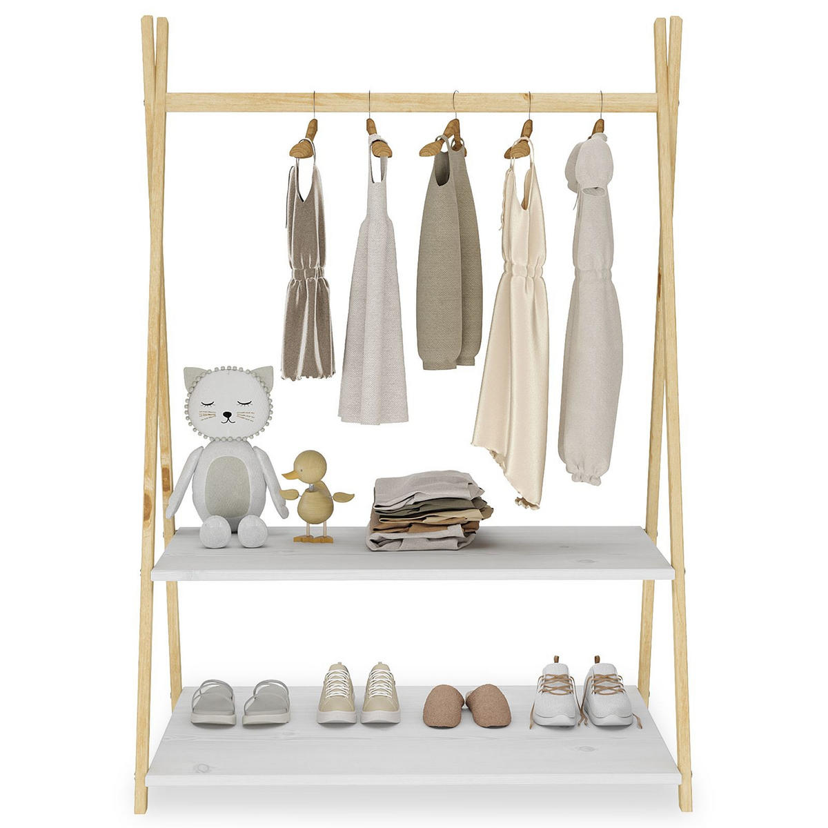 KINDERGARDEROBE DANILO - Naturfarben/Weiß, Holz (82/115/50cm) - IDIMEX