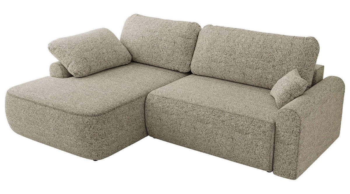 ECKSCHLAFSOFA CUBO L Beige Struktur - links - Beige/Schwarz, Kunststoff/Textil (273/187cm) - MKS