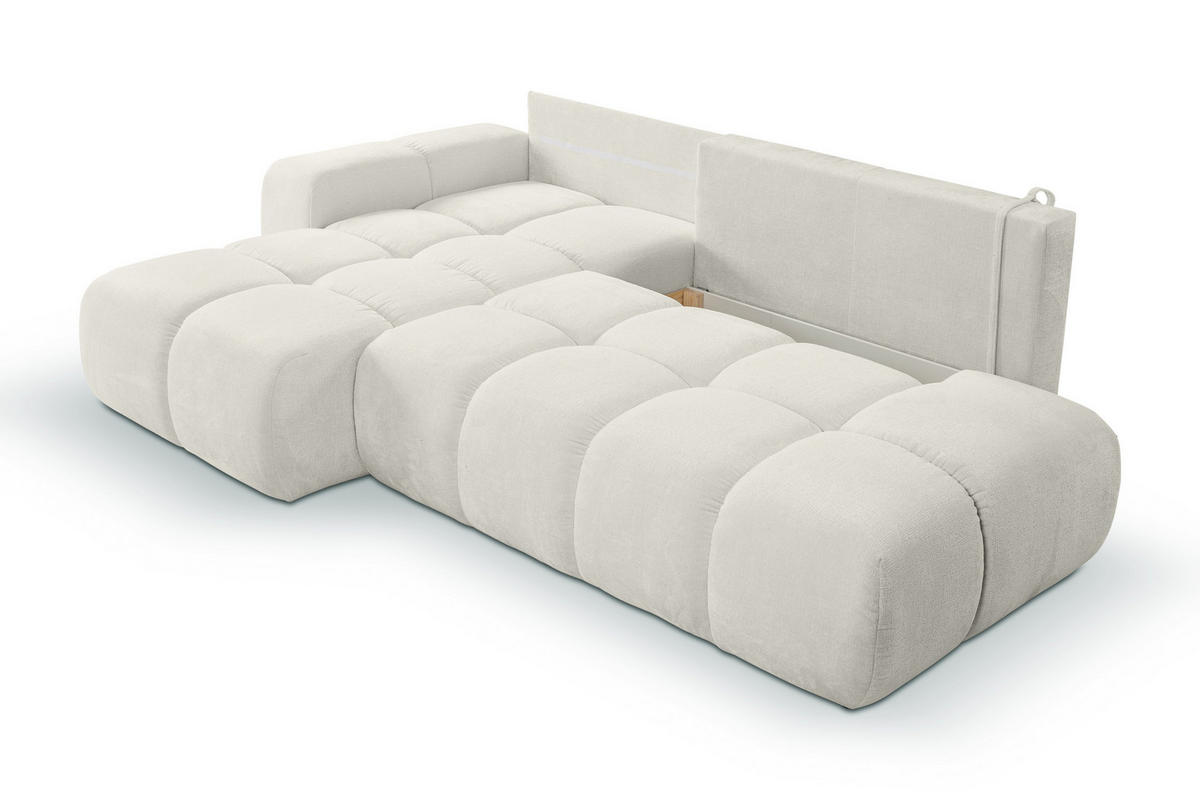ECKSOFA DUCA L-S Beige Chenille mit Schlaffunktion - Beige, Holz (266.5/266.5cm) - MASSENO