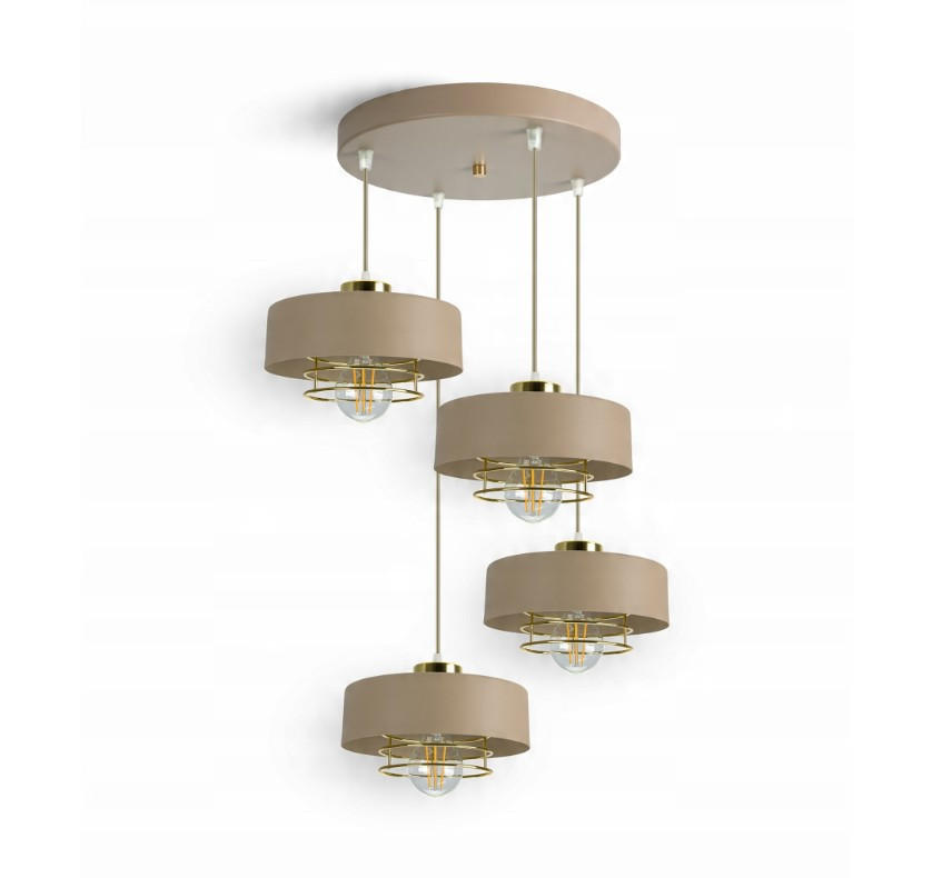 PENDELLEUCHTE ECRU - Beige/Goldfarben, Metall (44/44/100cm) - kiki design