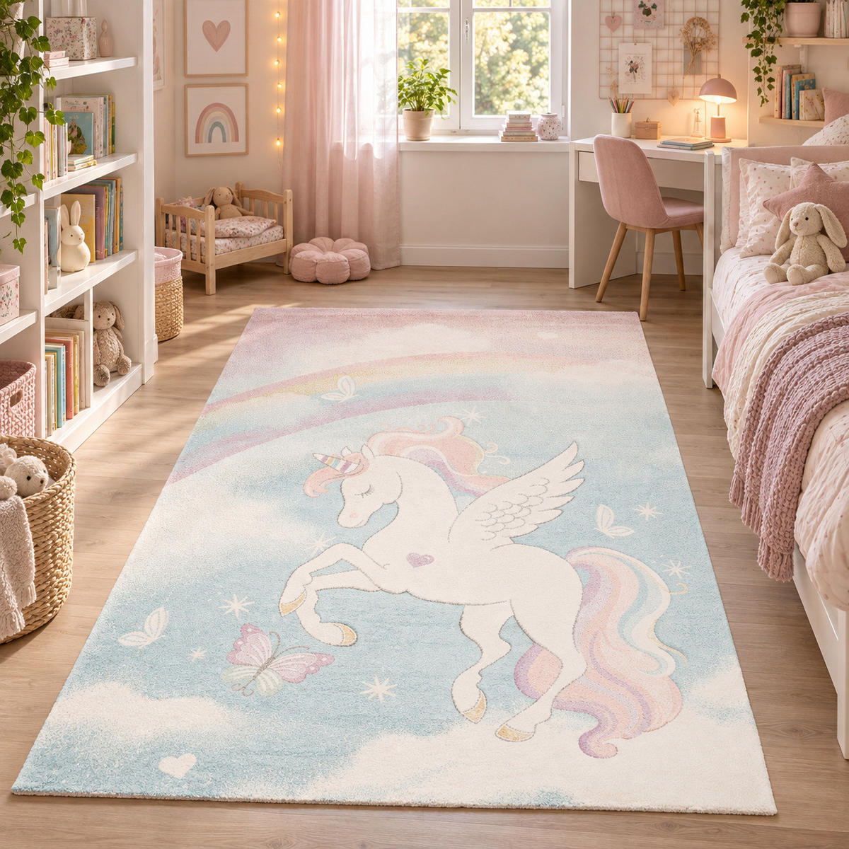 KINDER TEPPICH MAUI KIDS PASTELL EINHORN - Multicolor, Textil (80/150cm) - Pergamon