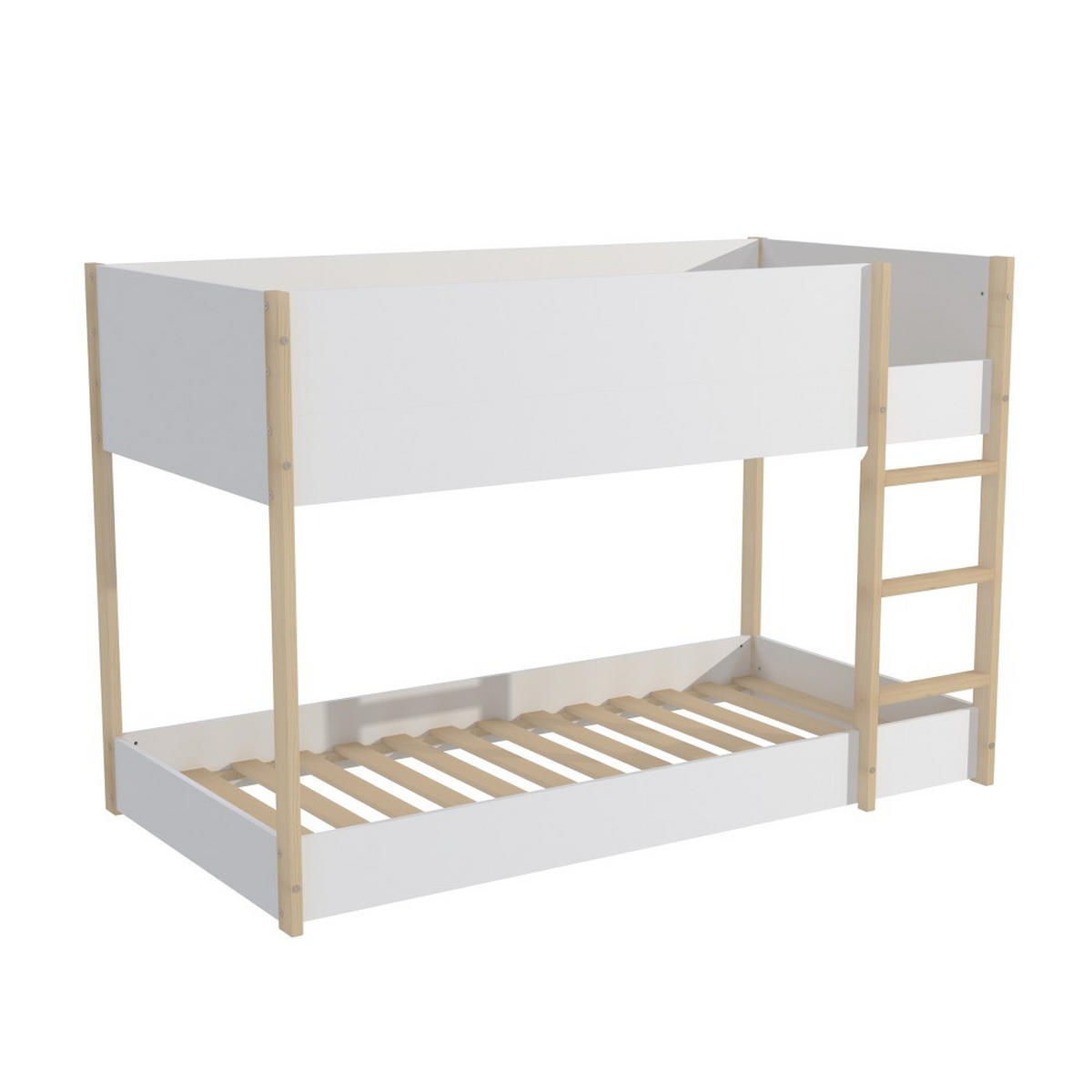ETAGENBETT BOB / 90x190cm - Weiß und helles Holz - Hellbraun/Weiß, Holz (90/190cm) - Weber Industries