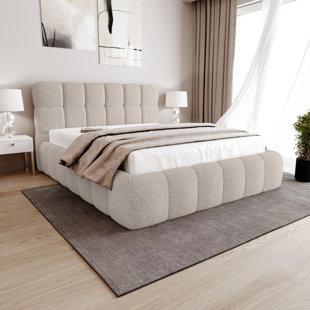 POLSTERBETT Cleo mit Matratze und Topper, 160x200 cm, Hellbraun - Hellbraun, Textil (160/200cm) - Beautysofa