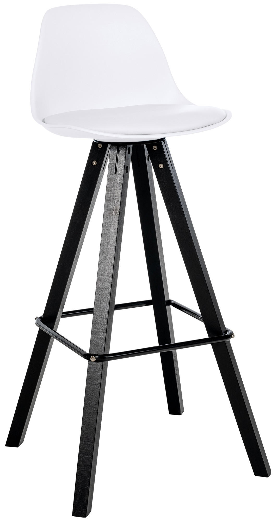 BARHOCKER PALMA Weiß Kunstleder Schwarz - Weiß, Leder/Holz (38/99/44cm) - DELUKE