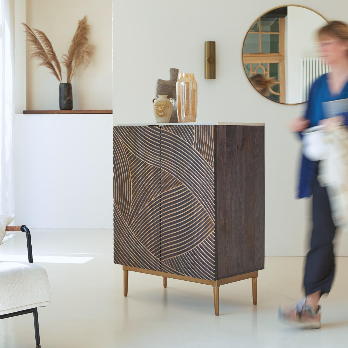 ANRICHTE Bilal Braun aus Mango - Braun, Holz (80/105/45cm) - Tikamoon