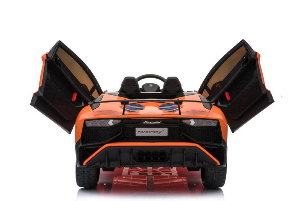 ELEKTROAUTO Lamborghini Aventador SV orange EVA-Reifen, Kunstledersitz, 12V 7Ah Akku, 2x 35 Watt Motoren, Radio - Orange, Kunststoff (131/72/48cm) - Es-Toys