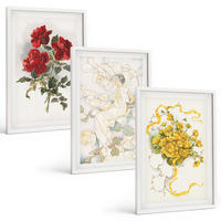 BILDER SET 3er Set - 40x60 cm Weißer Rahmen - Rosen rot-weiße Form - Weiß, Kunststoff (40/60cm) - TULUP