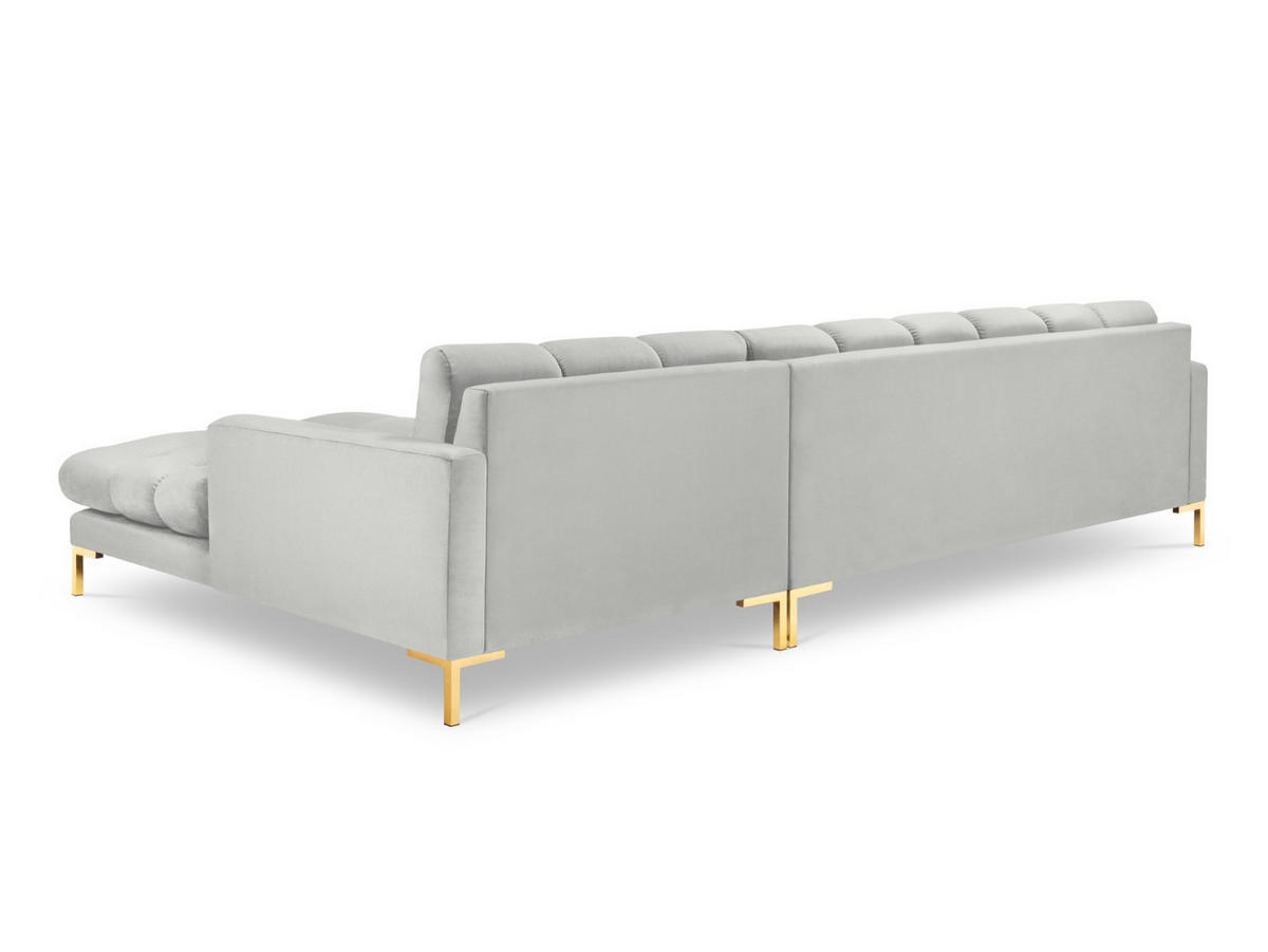 ECKSOFA rechts Mamaia aus Samt silber 5 Sitzplätze - Silberfarben, Textil (185/293cm) - Micadoni