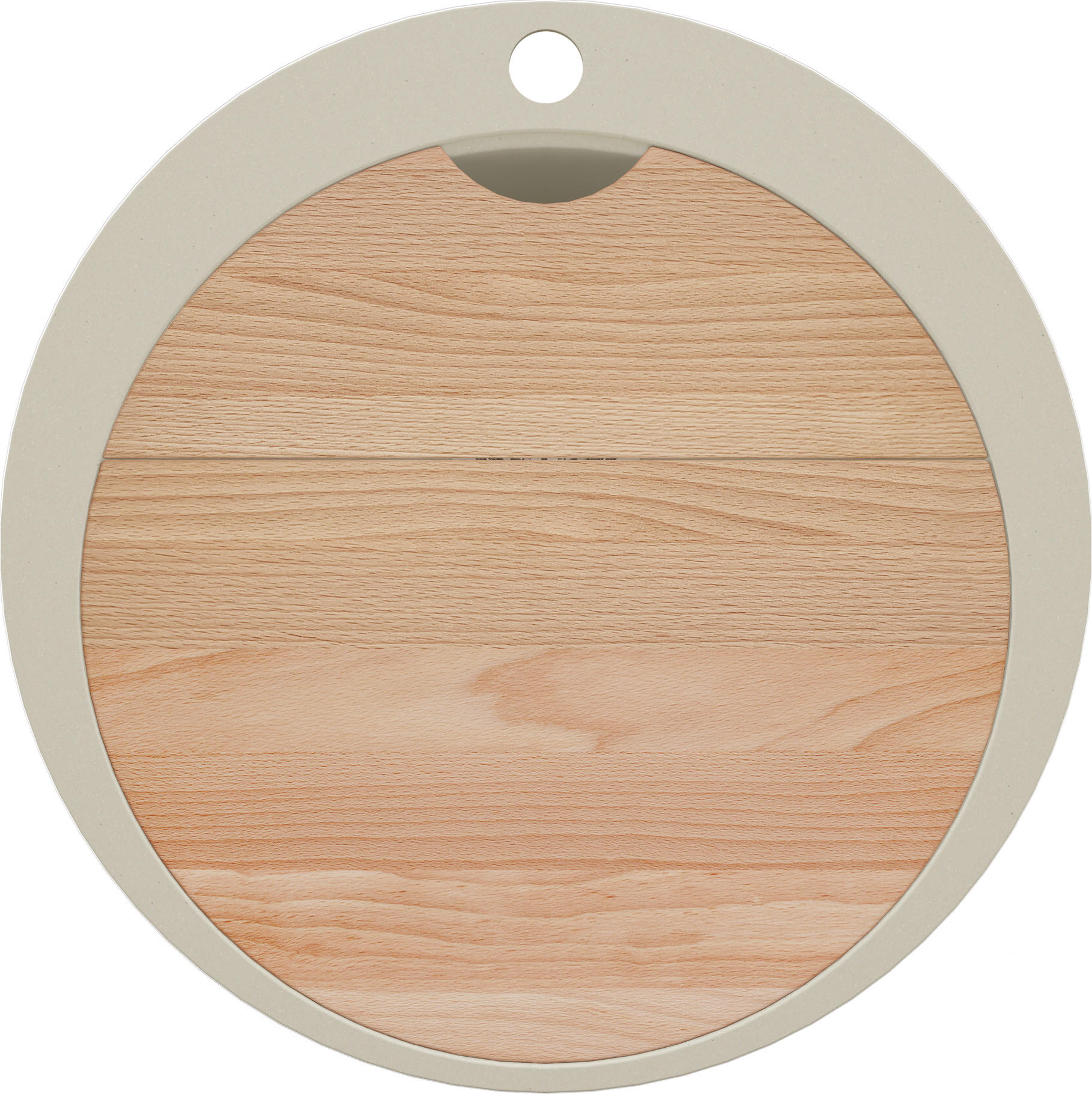 SPÜLBECKEN RUND Pisa Max, 2-er set Beige 53/53 cm 1 Becken + Ablauf-Set + Schneidebrett ab 50er Unterschrank - Chromfarben/Beige, Kunststoff (53/20/53cm) - Primagran