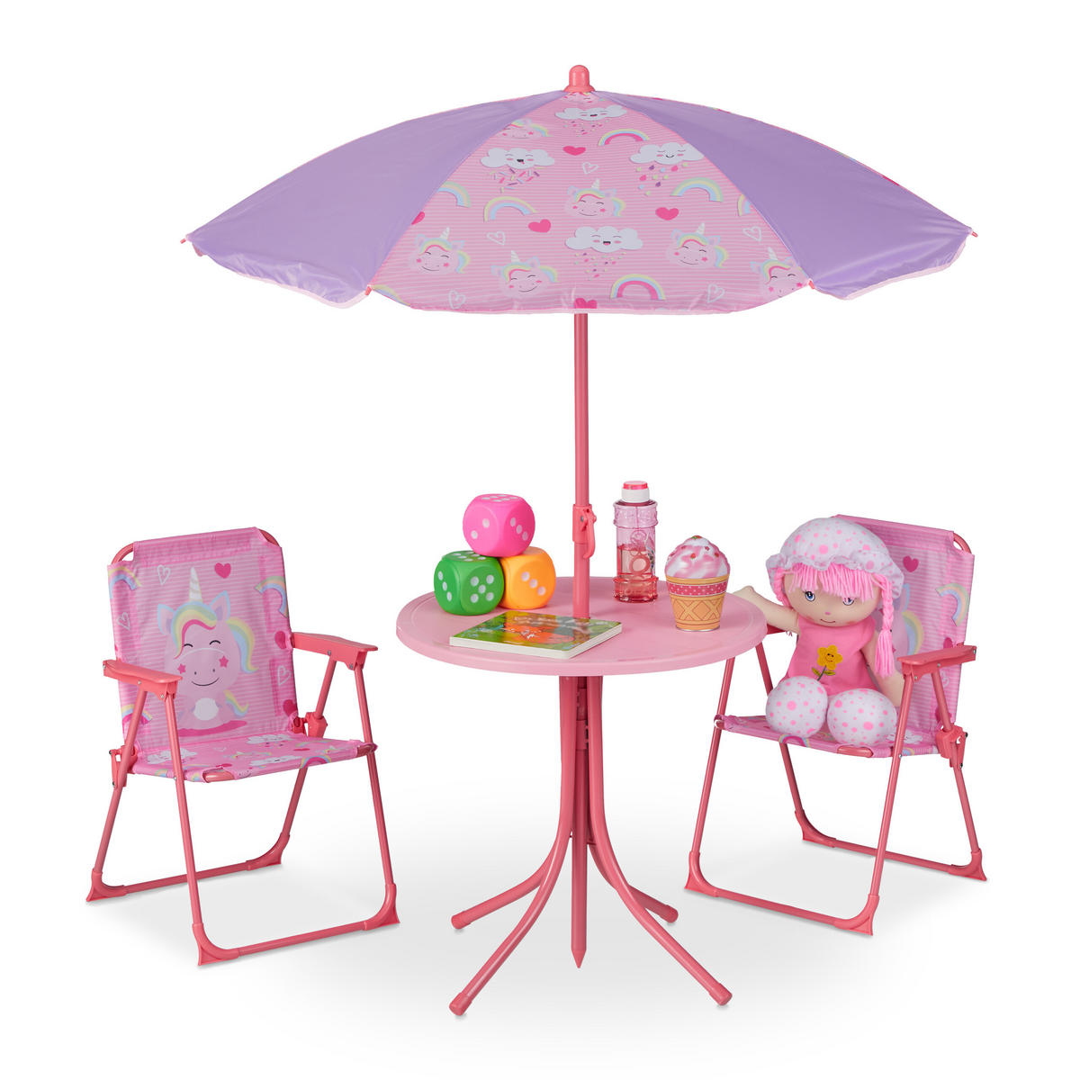 CAMPING-KINDERSITZGRUPPE - Multicolor, Kunststoff/Textil - Relaxdays