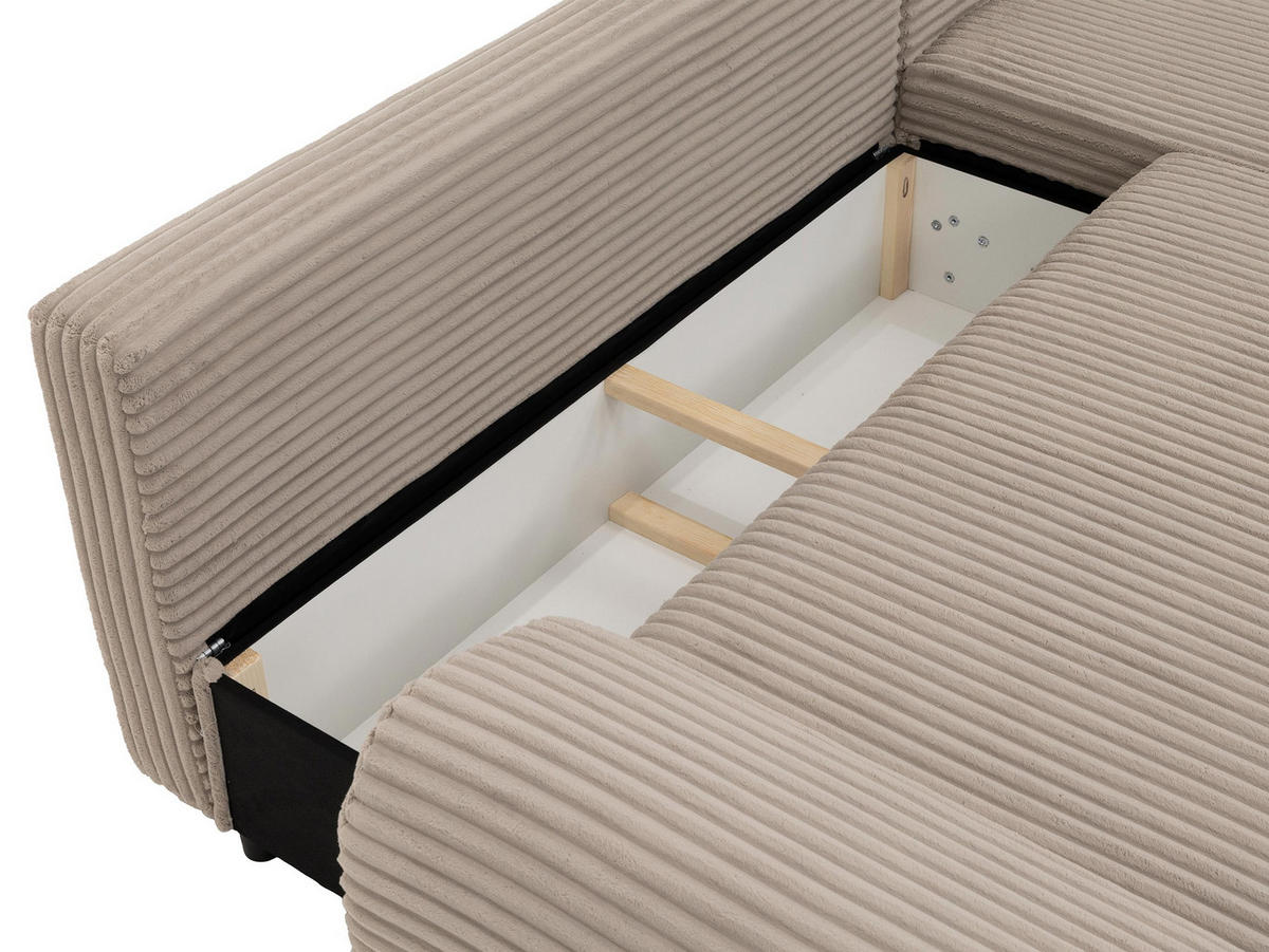 ECKSOFA Ubo L Cord, Seite: Links - Silberfarben/Creme, Holz/Kunststoff (282/187cm) - MIRJAN24