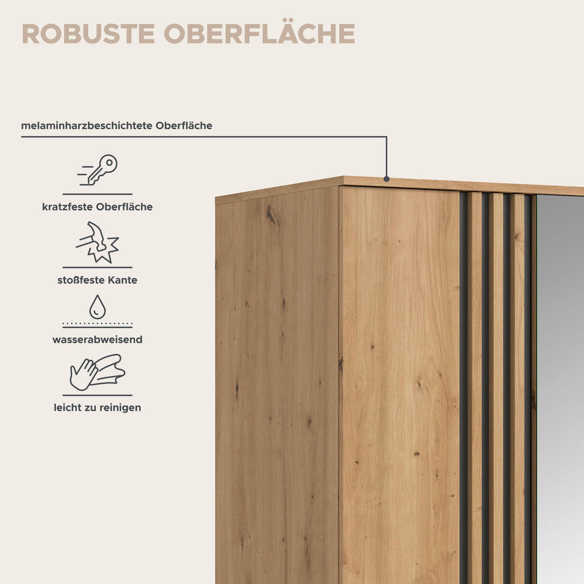 KLEIDERSCHRANK 3-türig TOFTA (B/H/T: ca. 120/192/56 cm) in Artisan Eiche Nachbildung/Artisan Eiche Nachbildung - Eiche Artisan, Holzwerkstoff (120/192/56cm)